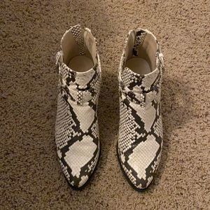 Snake skin booties.